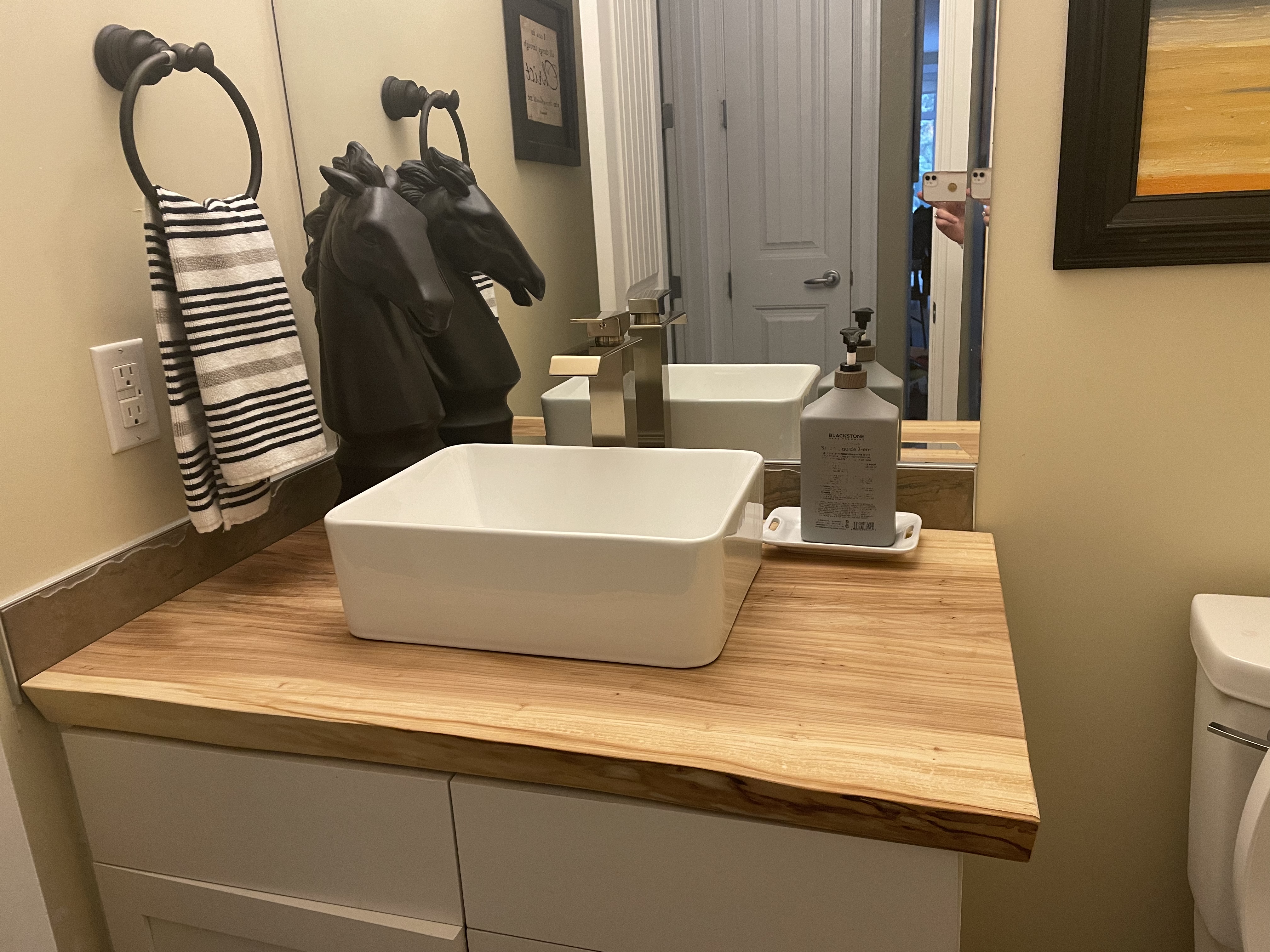 Creative bathroom live edge countertop